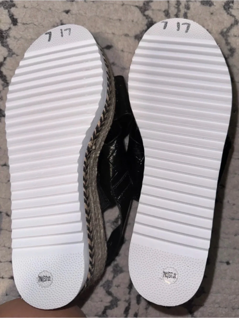 Vince Camuto Black Leather Platform Espadrille Wedge Sandals